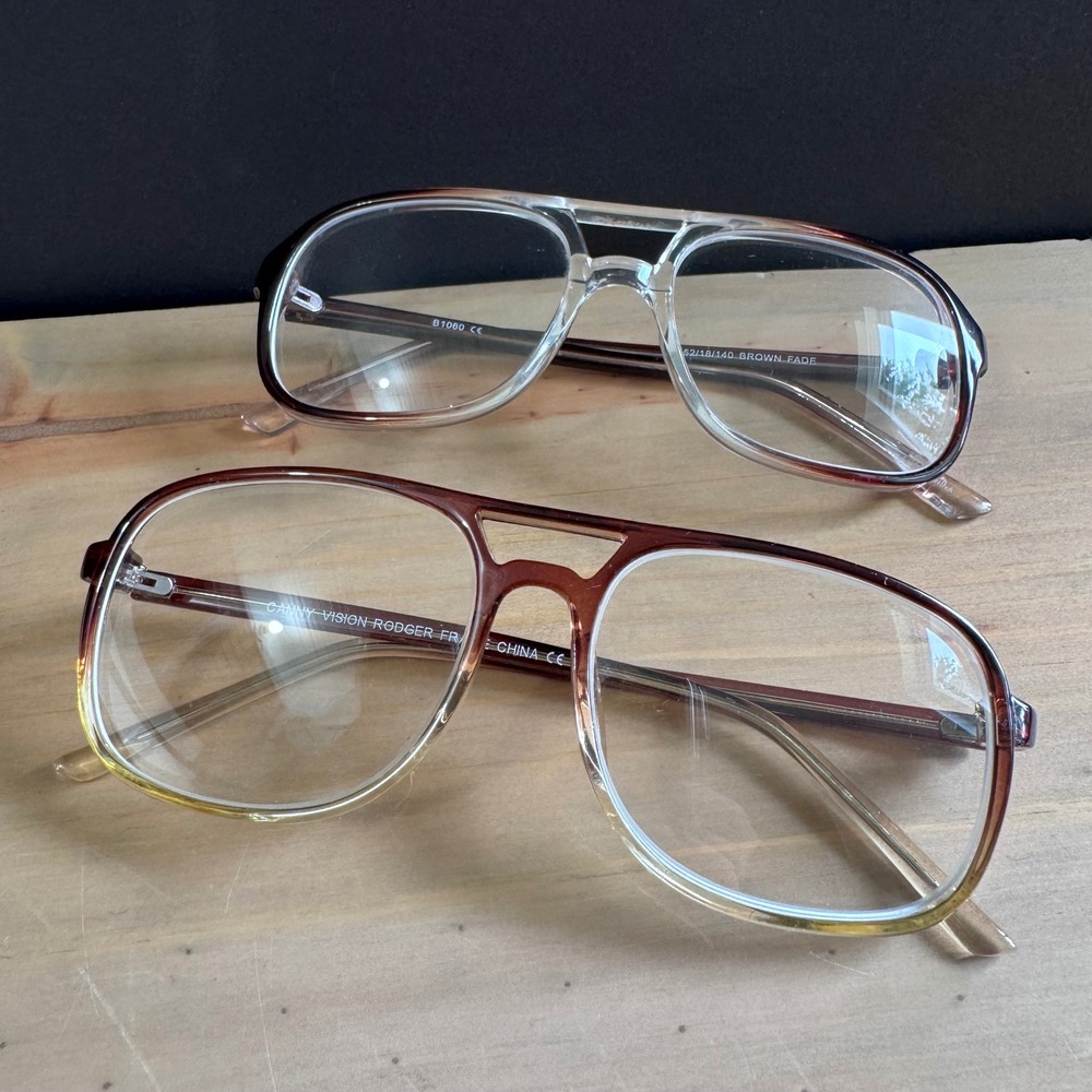Grandpa frames brown gradient fade aviator eyeglass double-bridge plastic 2 pr‎